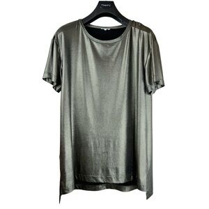 MISTRESS ROCKS Los Angeles Women's Designer Chic Gold/Olive Metallic T-Shirt S